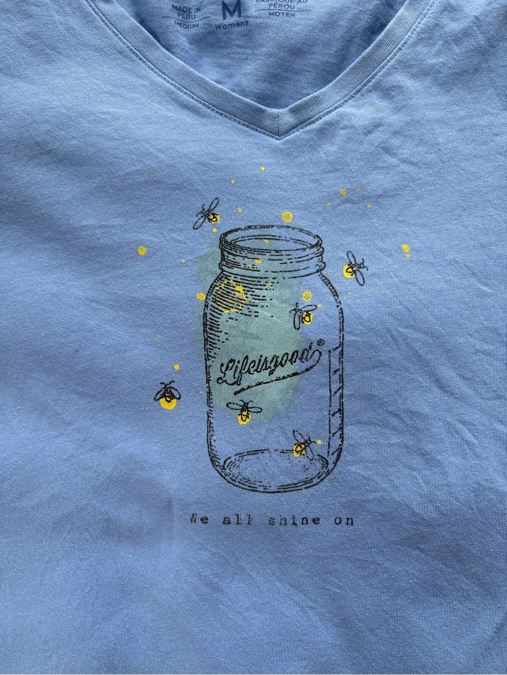 Life is Good Womens Blue V-Neck Tee with Mason Jar Graphic - Picture 2 of 7